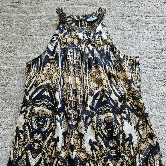 Classy Beaded Halter Neckline on luscious polyester top Size S - Picture 2 of 7